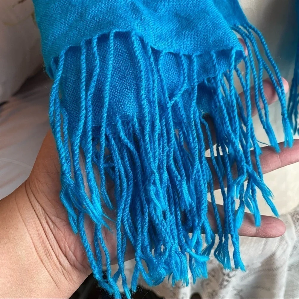 Pashmina Fringe Scarf Aqua